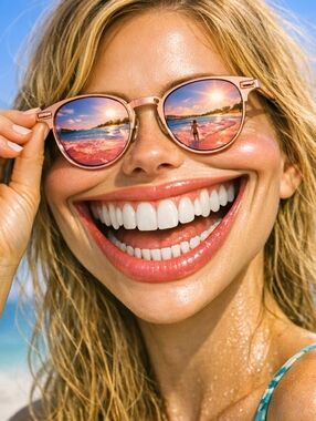 Foster Grant Rose Gold Frame Sunglasses Womens Black Lenses Mirrored Pink